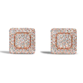 10k Rose Gold Square Earrings 1.75ctw