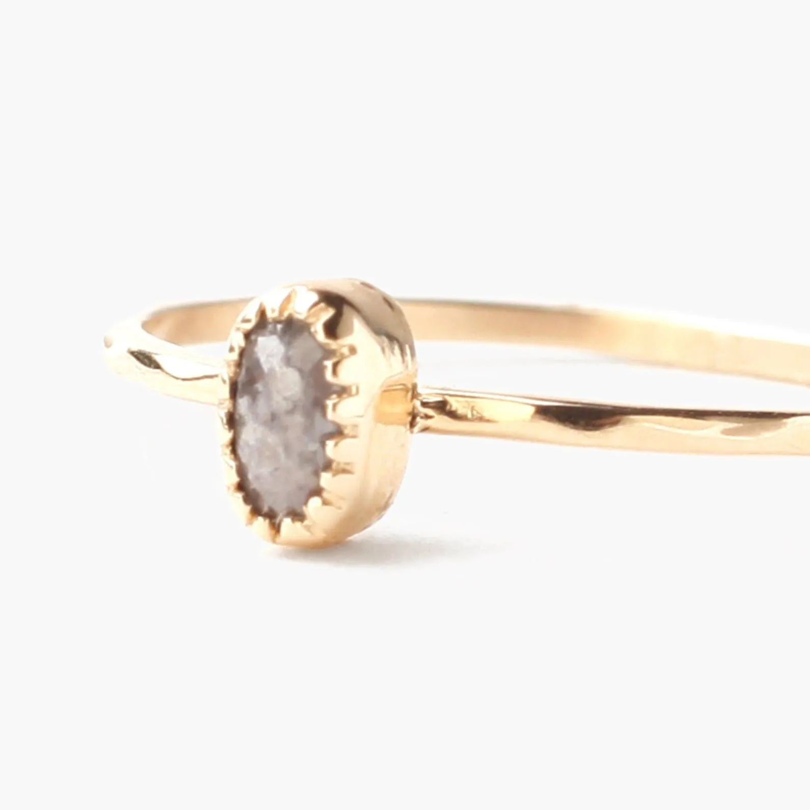 14k Ring with Small Grey Diamond