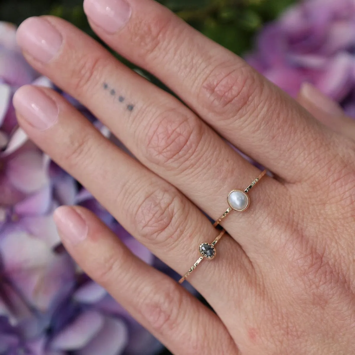 14k Ring with Small Grey Diamond