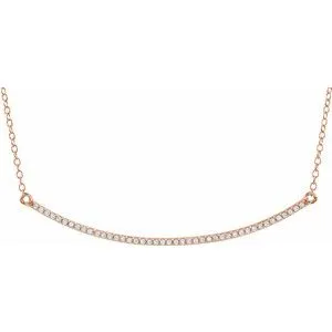14K White 1/6 CTW Natural Diamond Bar 16-18" Necklace