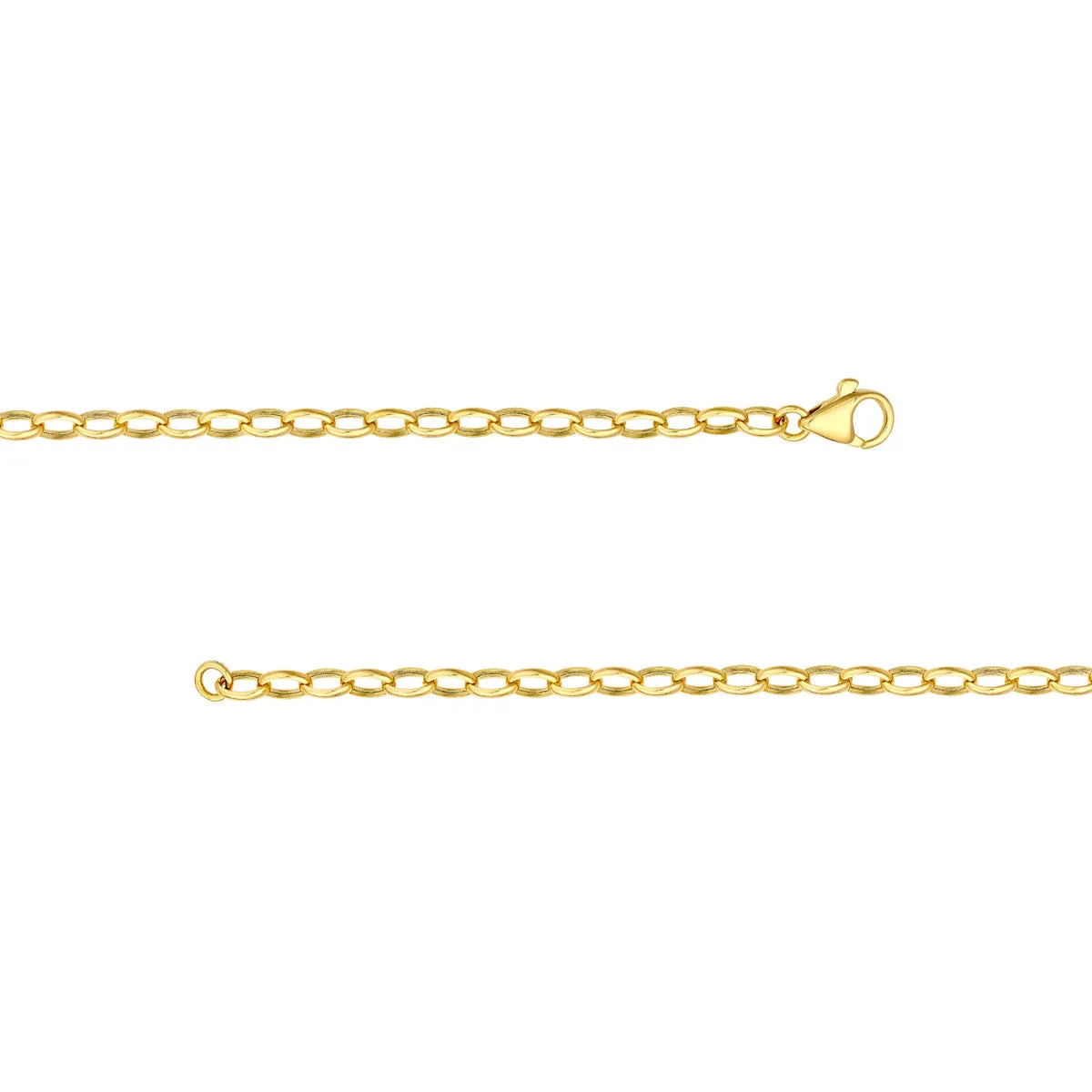 14K Yellow Gold 4.5mm Hollow Oval Forzentina Chain Bracelet with Lobster Lock, 7.5 inches