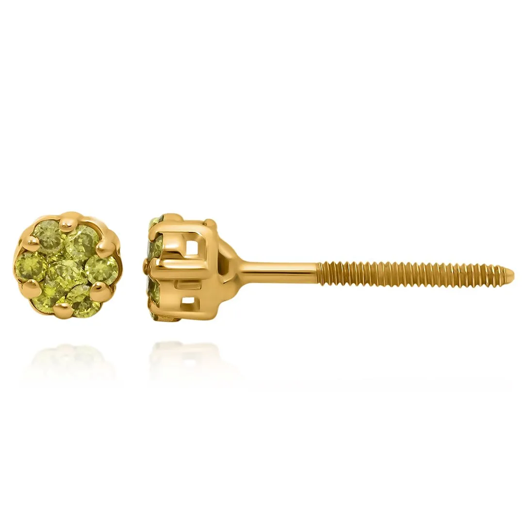 14k Yellow Gold Yellow Diamond Earrings 0.15 Ctw