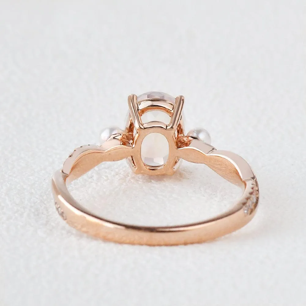 1.5ct Oval Moonstone Twist Three-stone Ring