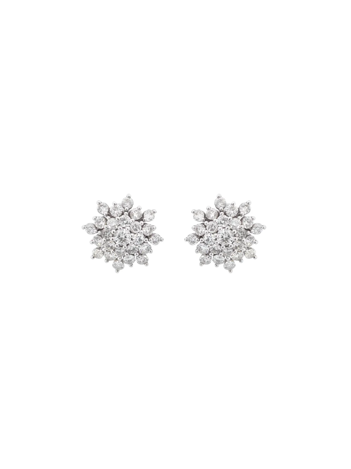1.70ct Diamond 18K Gold Starburst Stud Earrings