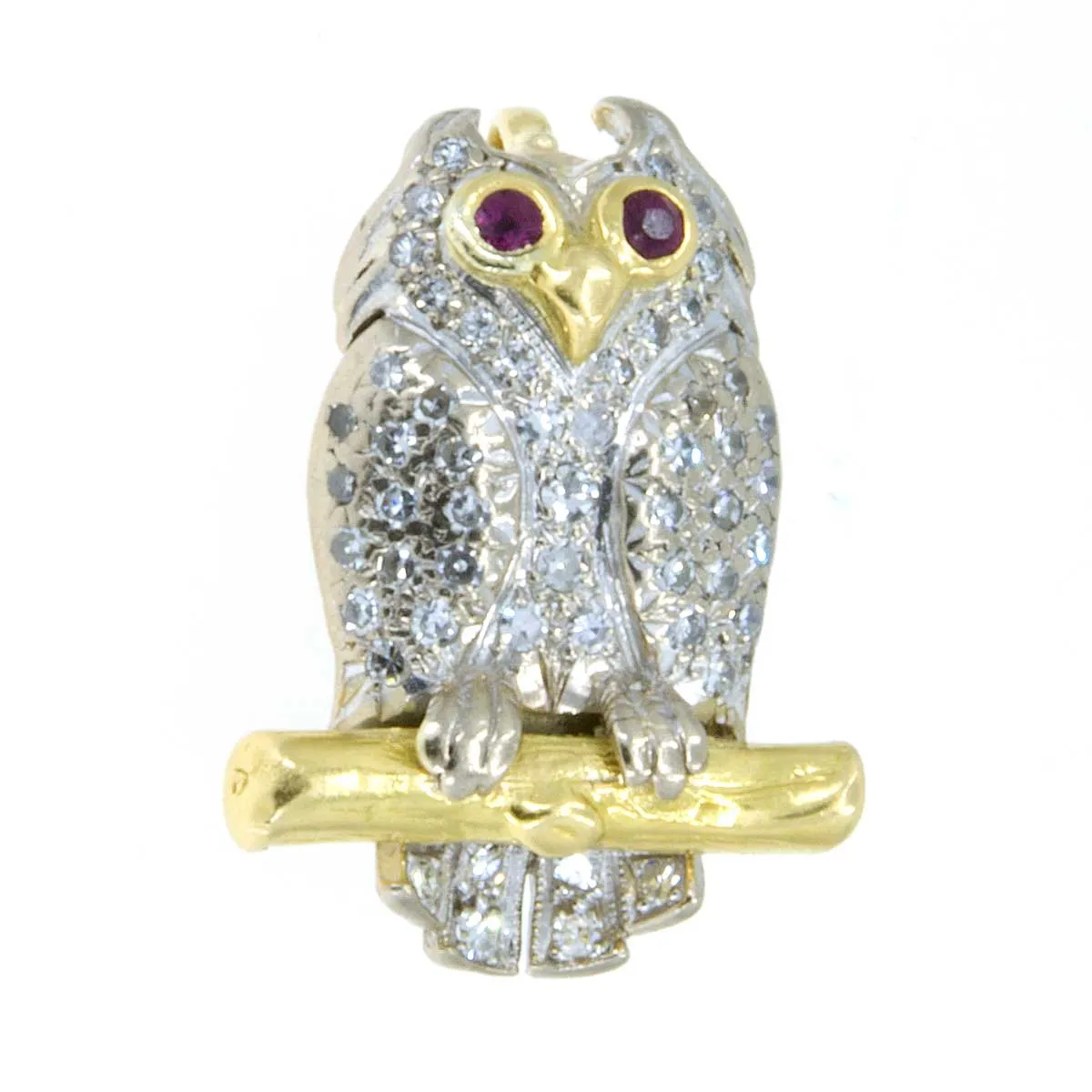 18k Diamond and Ruby Owl Pin/Pendant