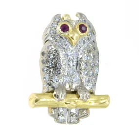 18k Diamond and Ruby Owl Pin/Pendant
