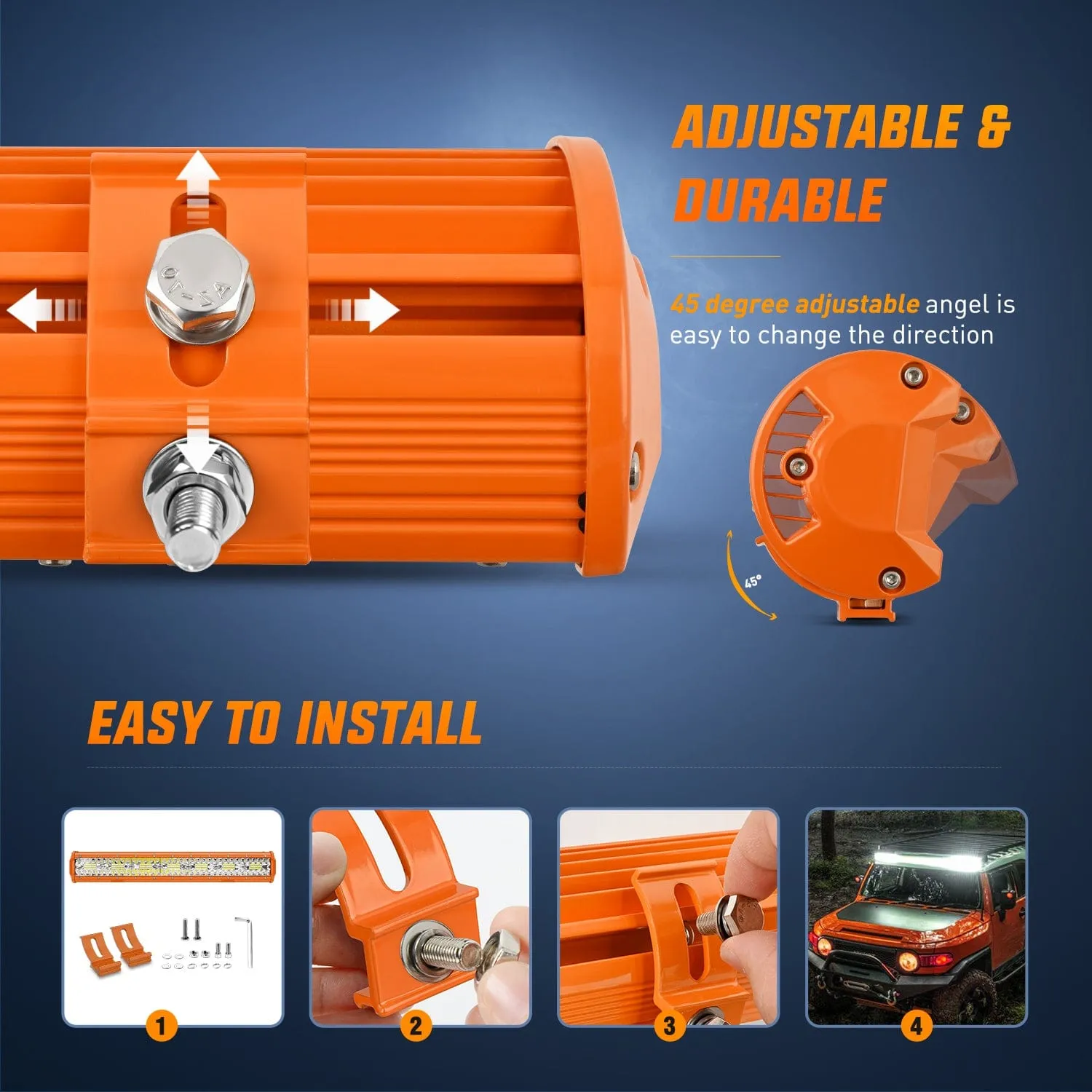 20 Inch 420W Spot Flood Combo Orange Case Led Light Bar
