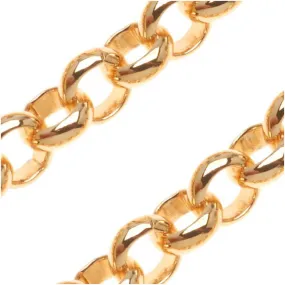 22K Gold Plated Rolo Chain, 5.7mm, by the Foot