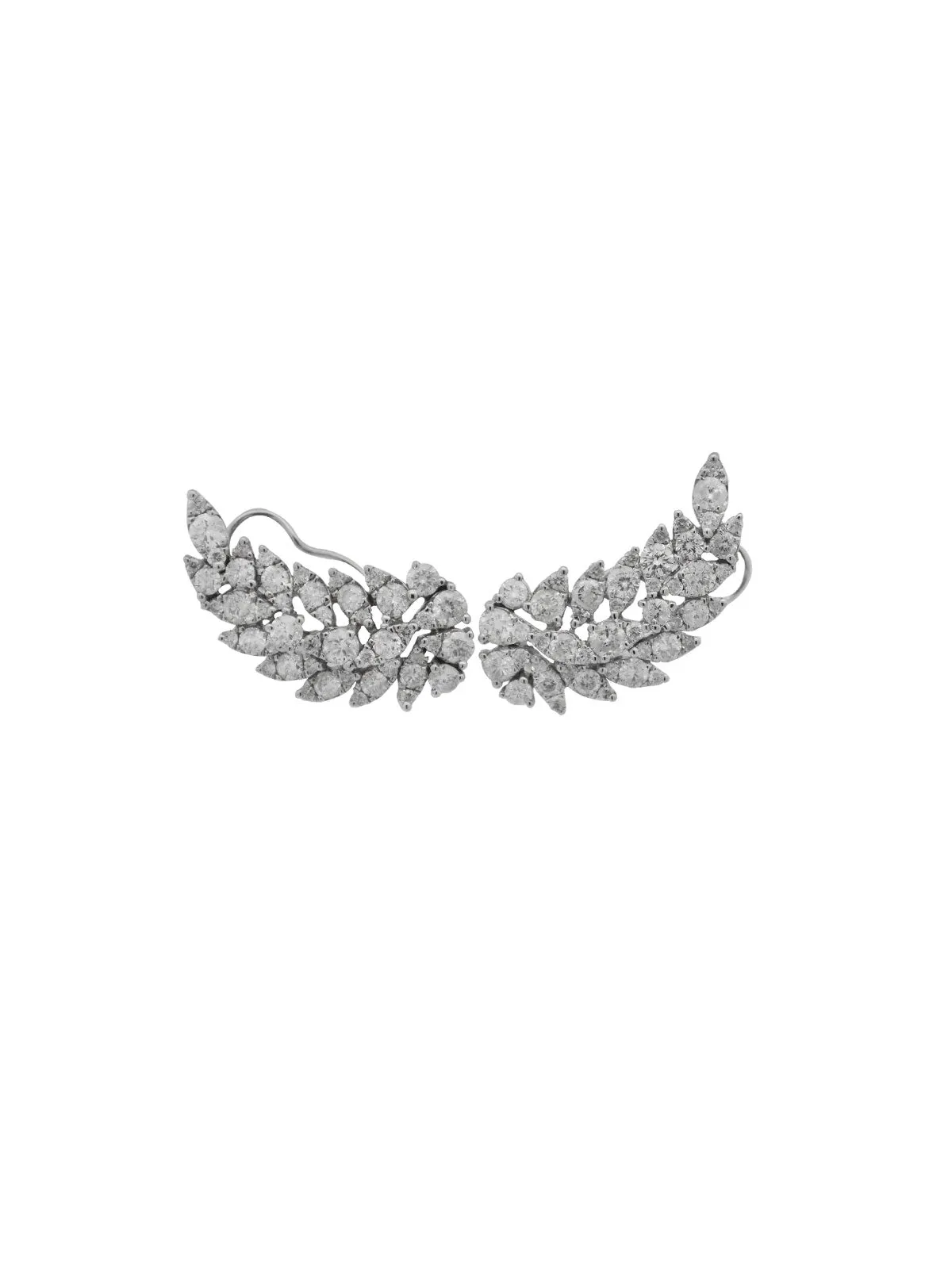 2.30ct Diamond 18K Gold Leaf Climber Earrings