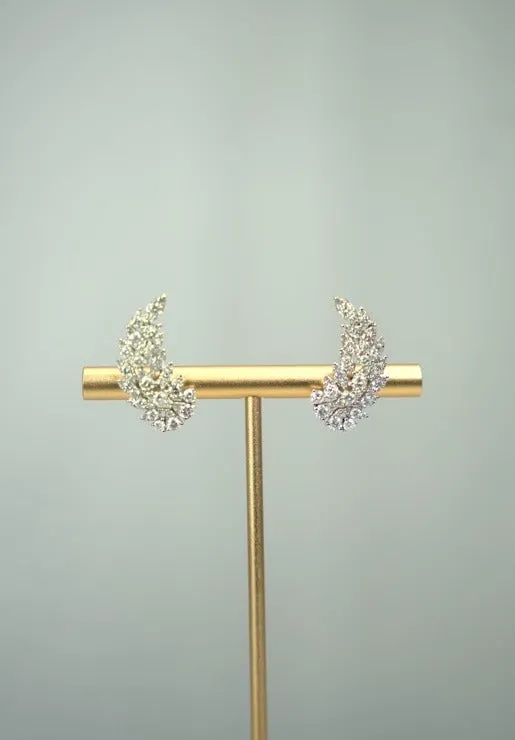 2.30ct Diamond 18K Gold Leaf Climber Earrings