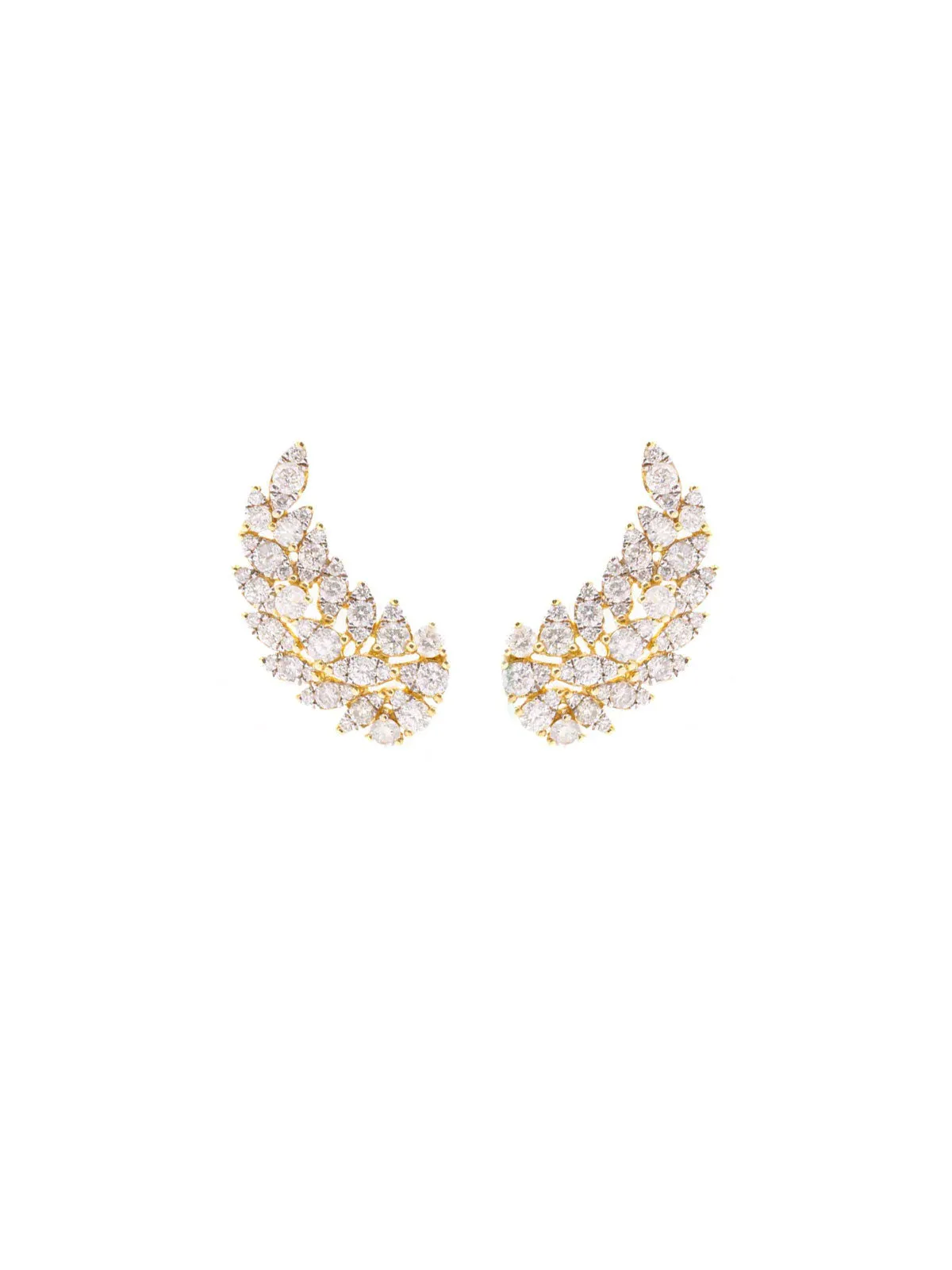 2.30ct Diamond 18K Gold Leaf Climber Earrings