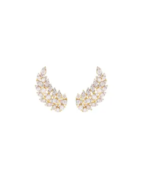 2.30ct Diamond 18K Gold Leaf Climber Earrings