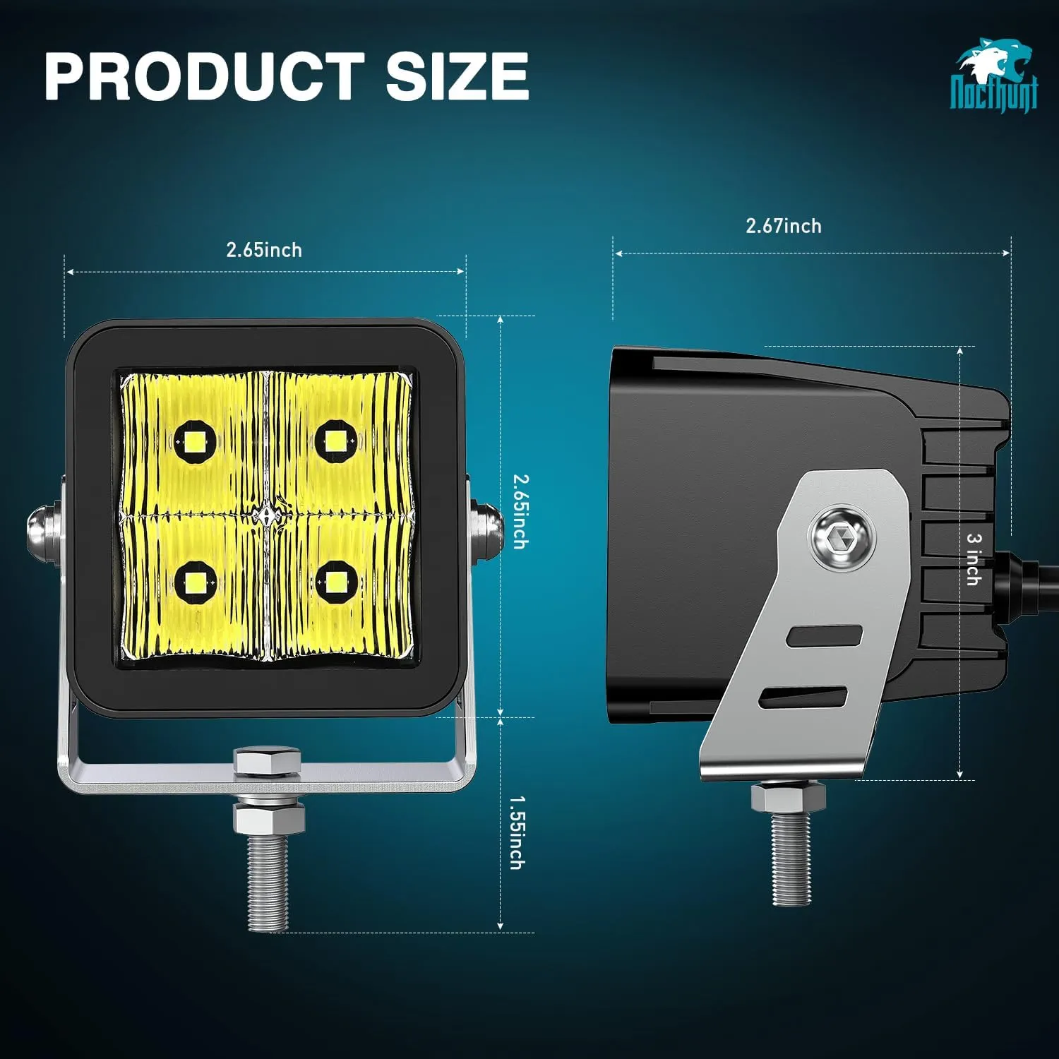 3 Inch 4LED Built-in EMC Flood LED Pod Lights (Pair)