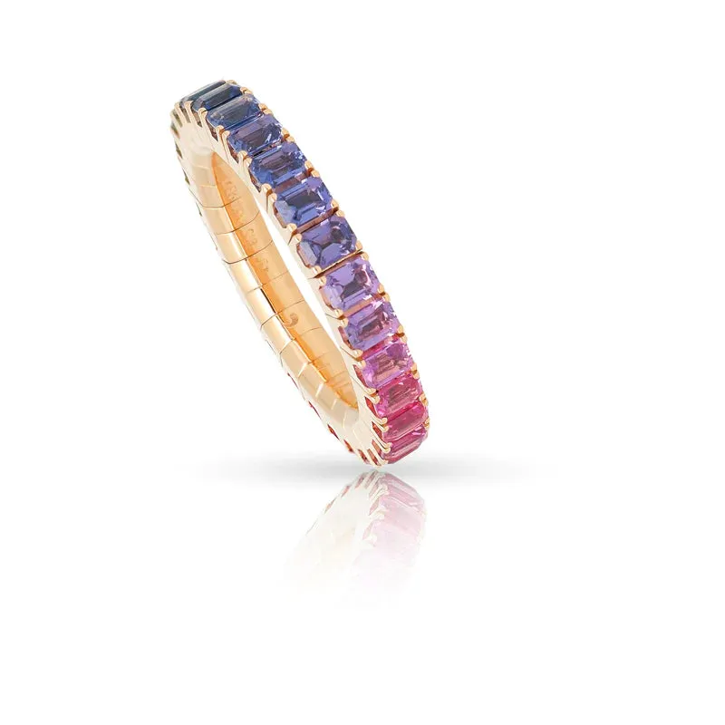 3.04 CT Emerald-Cut Rainbow Stretch Ring