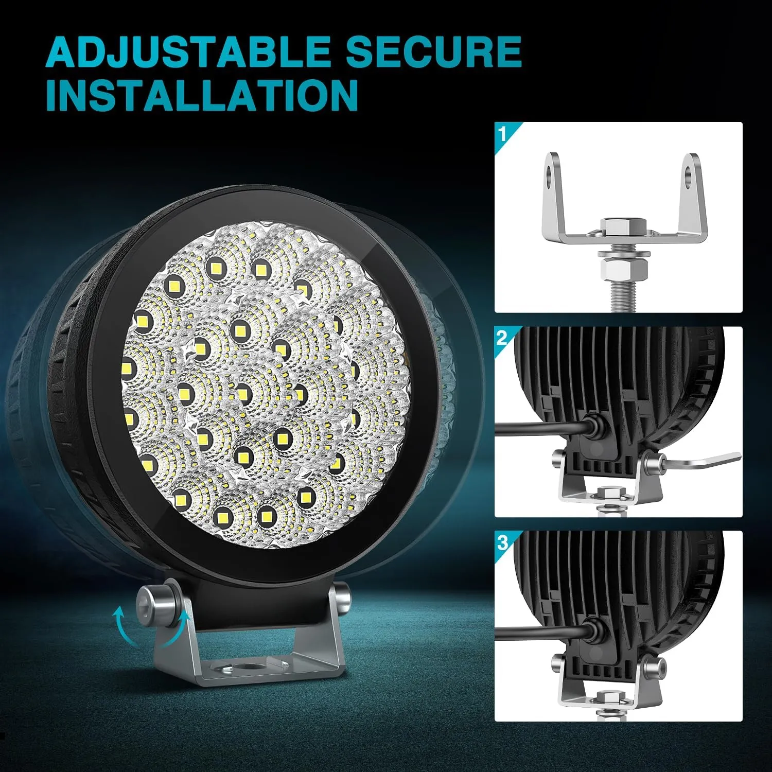 4.3 Inch 25LED Round Flood Built-in EMC LED Pod Lights (Pair)
