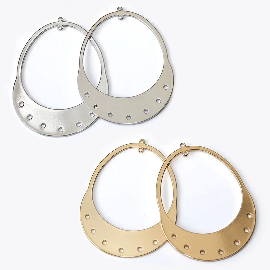 56x42mm Grande Open Arched Oval Component from the Deco Collection - Rhodium Plated (1 Pair)