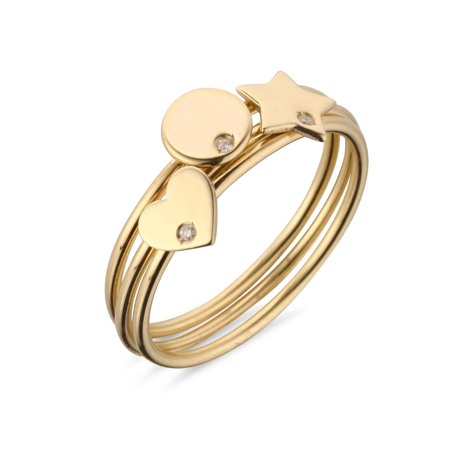9kt Gold Star with Single Diamond Ring