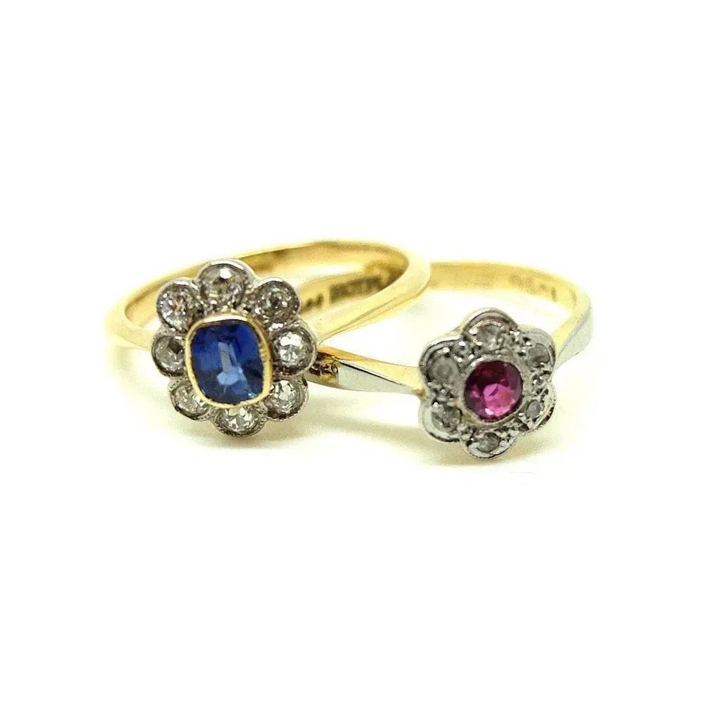 Antique Edwardian 18ct Gold Sapphire Diamond Ring