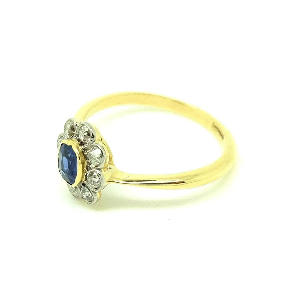 Antique Edwardian 18ct Gold Sapphire Diamond Ring