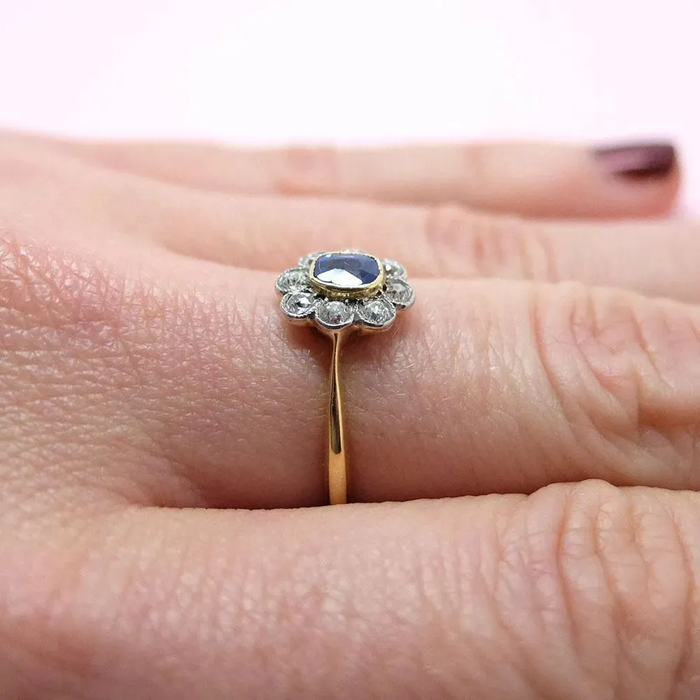 Antique Edwardian 18ct Gold Sapphire Diamond Ring