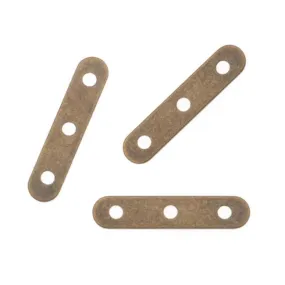 Antiqued Brass 3mm Bead Triple Strand Spacer Bar 11.5mm Long (20 pcs)