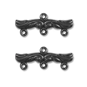 Antiqued Silver Plated 3-Strand Reducer Ornate Connector 23mm (2)