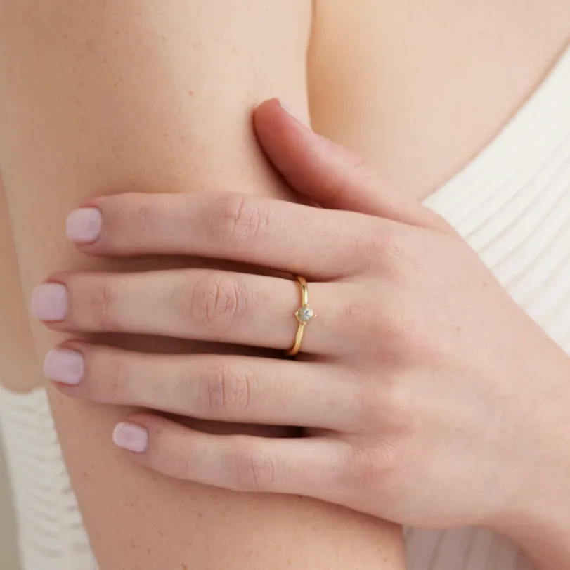 April Topaz Gold Birthstone Ring