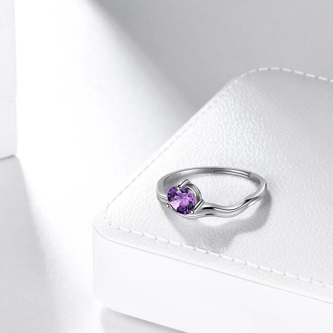 Aquarius Zodiac Women Girls Jewelry Birthday Gift Ring February Amethyst Birthstone