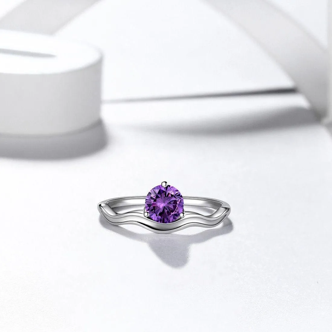 Aquarius Zodiac Women Girls Jewelry Birthday Gift Ring February Amethyst Birthstone