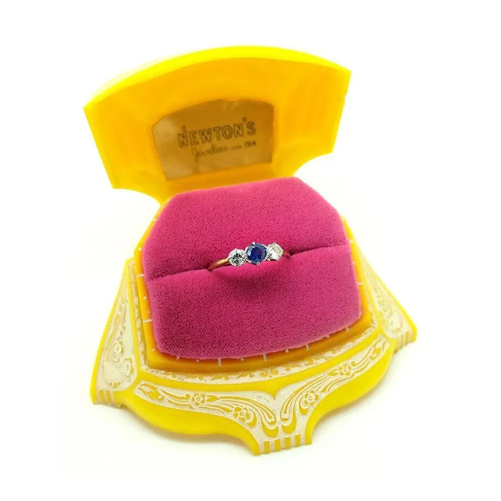 Art Deco 1920's Sapphire & Diamond 18ct Gold Ring