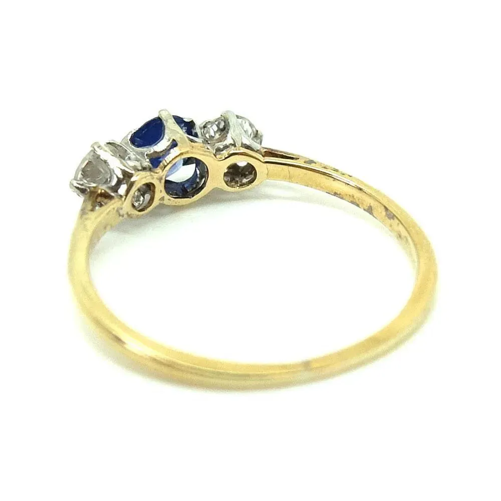 Art Deco 1920's Sapphire & Diamond 18ct Gold Ring
