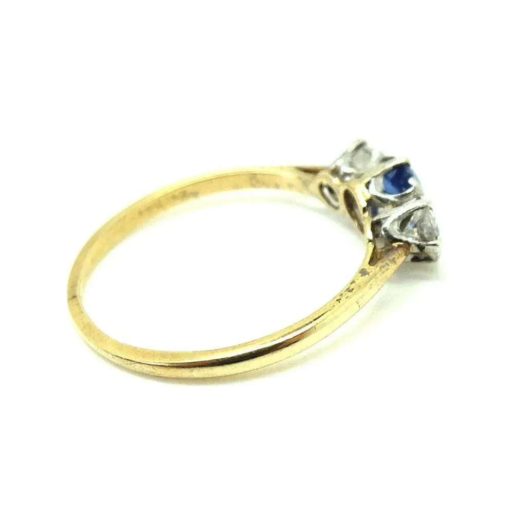 Art Deco 1920's Sapphire & Diamond 18ct Gold Ring