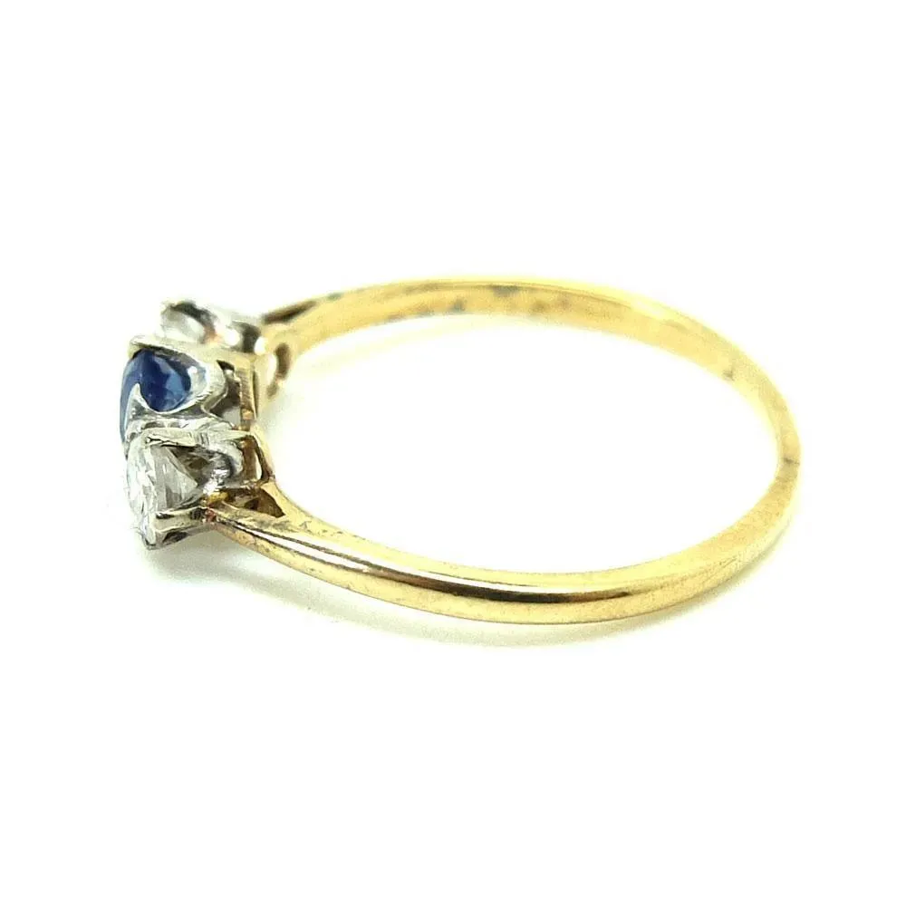 Art Deco 1920's Sapphire & Diamond 18ct Gold Ring