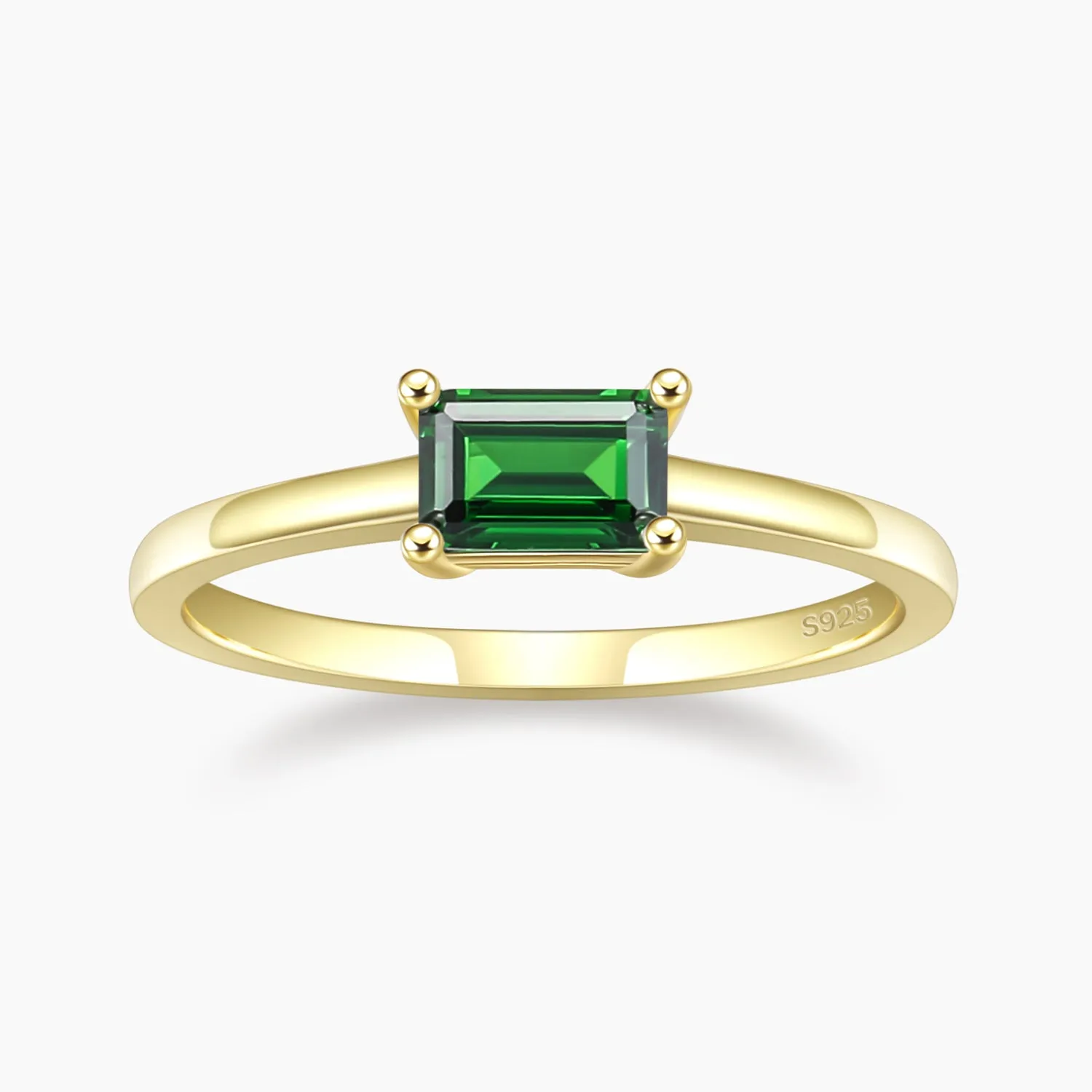 Baguette Birthstone Ring in Sterling Silver