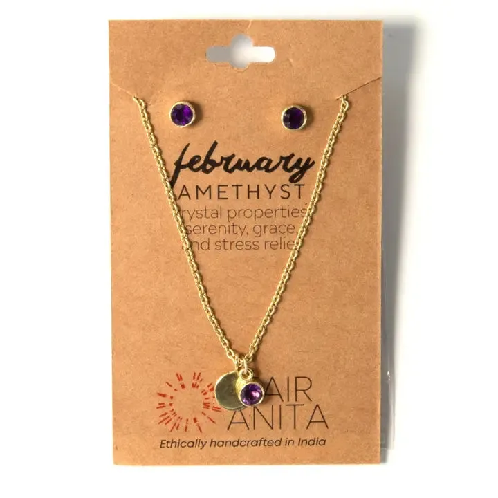Birthstone Earring and Necklace Set