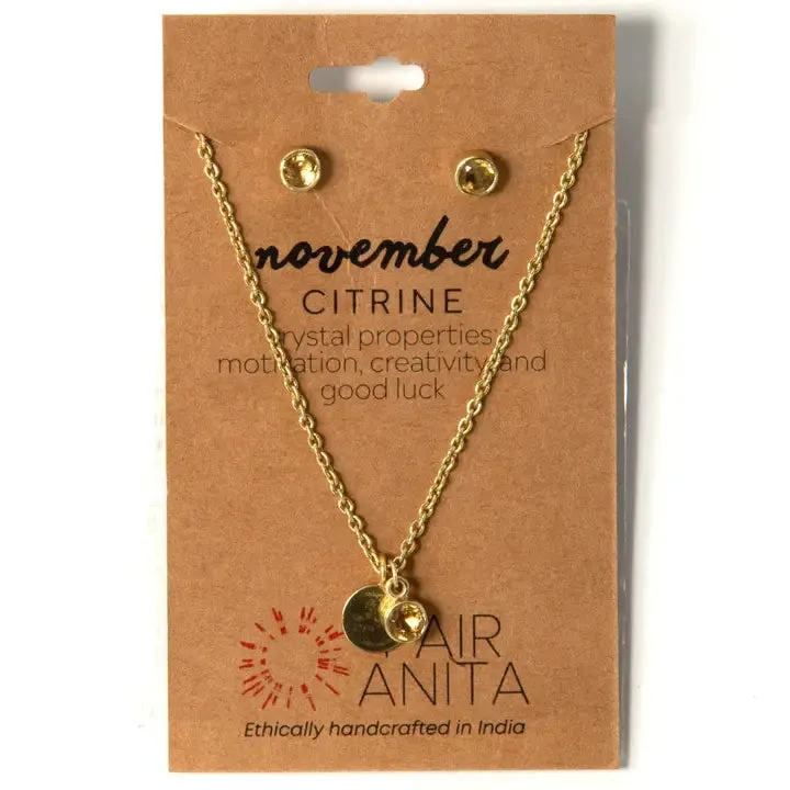 Birthstone Earring and Necklace Set