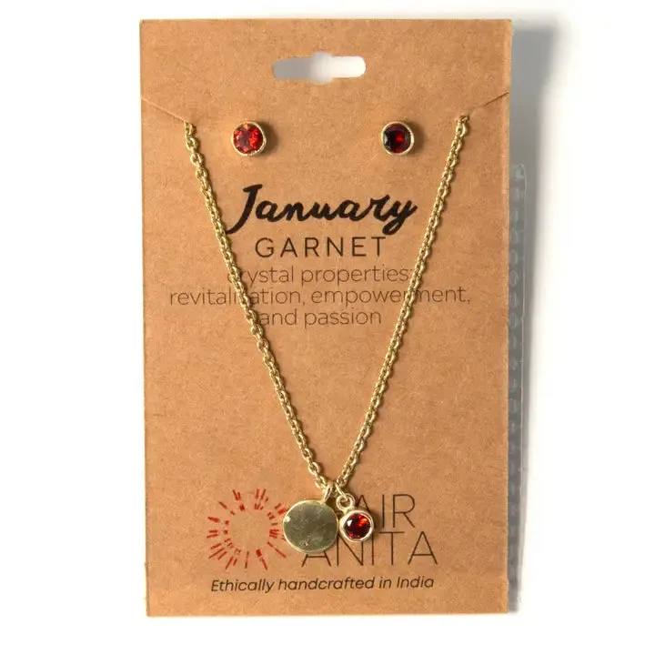 Birthstone Earring and Necklace Set