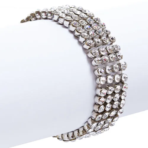 Bridal Wedding Jewelry Crystal Rhinestone Beautiful Wrap Around Bracelet B263 SV
