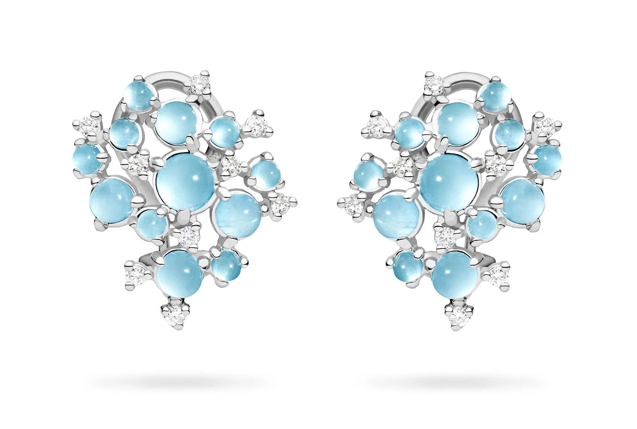 Bubble Cluster Clip Earrings in White Gold