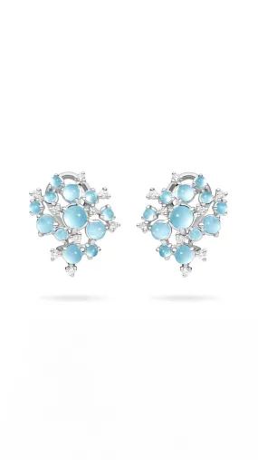 Bubble Cluster Clip Earrings in White Gold