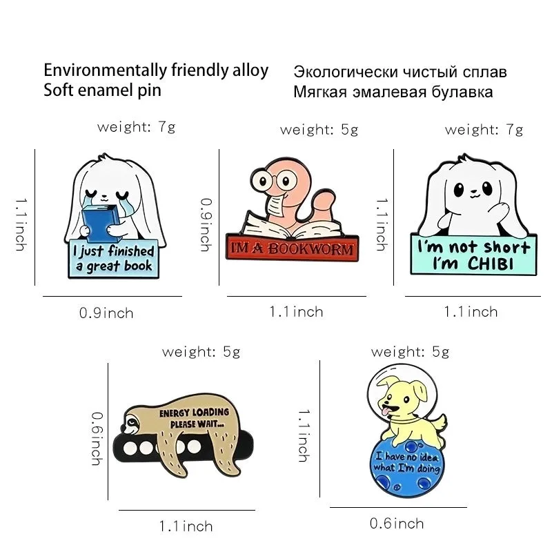 Cartoon Style Pin Animal Letter Alloy Stoving Varnish Unisex Brooches