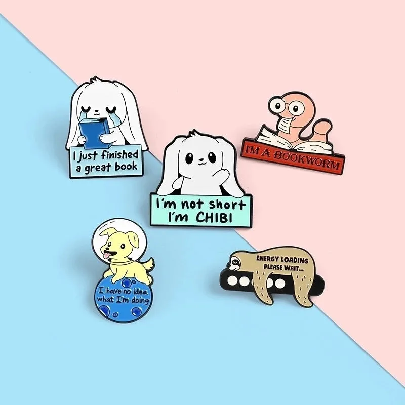 Cartoon Style Pin Animal Letter Alloy Stoving Varnish Unisex Brooches