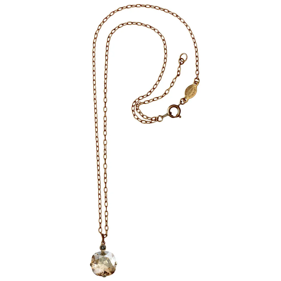 Catherine Popesco 14k Gold Plated Crystal 12mm Pendant Necklace, 6556GN Champagne