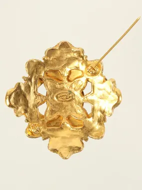 CHANEL 1994 Made Gripoix Design Cutout Cc Mark Brooch Gold/Red/Green