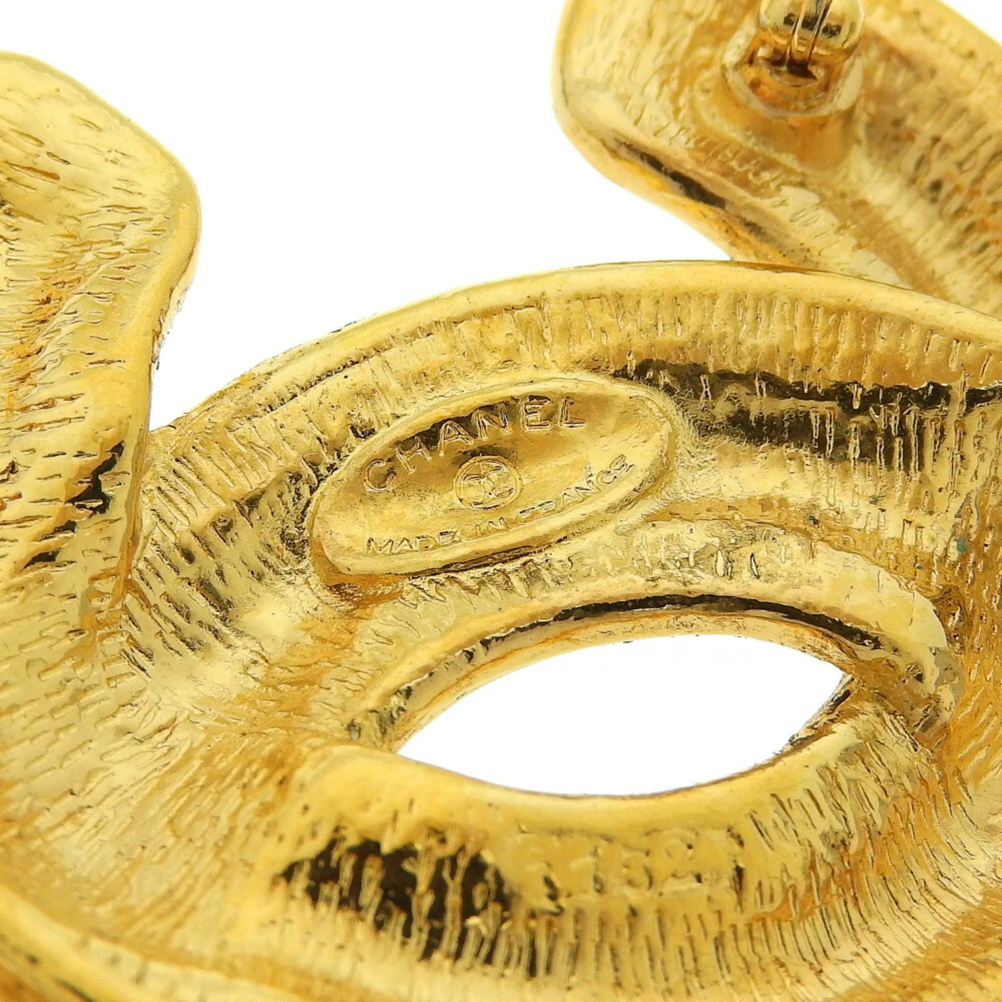 CHANEL Cocomark Brooch Matelasse Vintage Gold Plated Ladies
