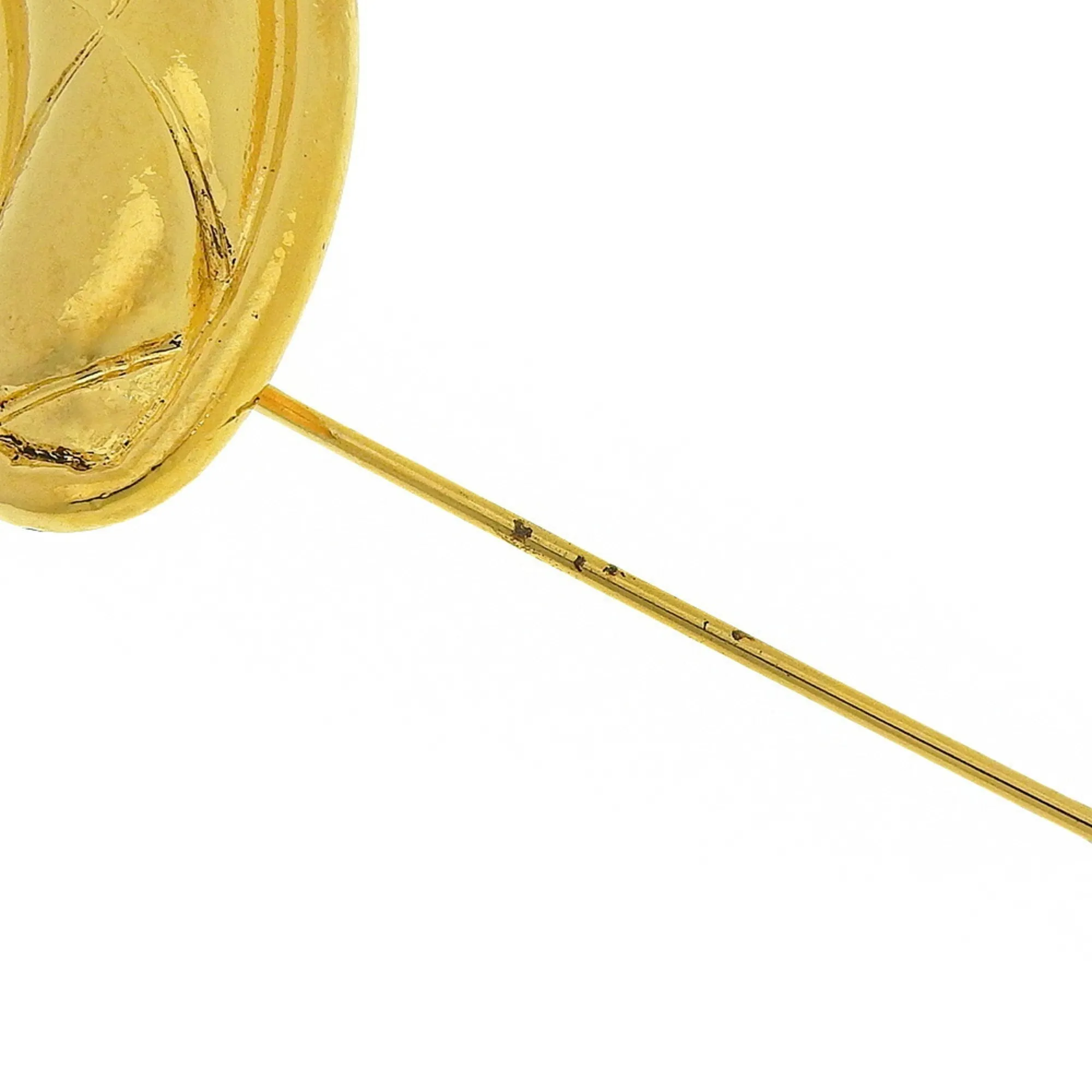 CHANEL Cocomark Brooch Matelasse Vintage Gold Plated Ladies