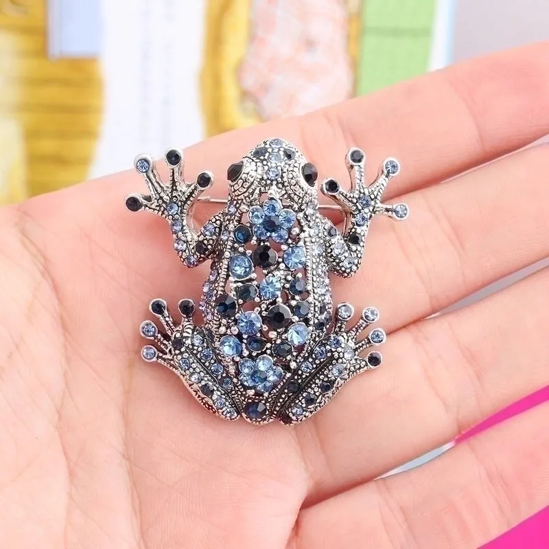 Cool Style Shiny Animal Frog Alloy Inlay Rhinestones Unisex Brooches