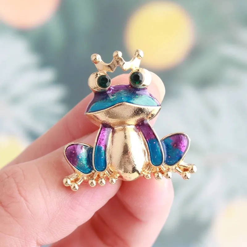 Cool Style Shiny Animal Frog Alloy Inlay Rhinestones Unisex Brooches