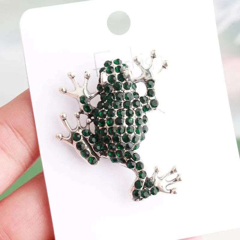 Cool Style Shiny Animal Frog Alloy Inlay Rhinestones Unisex Brooches