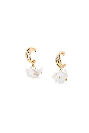 Coralie Pearl Cluster Hoop Drop Earrings